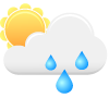 Variable cloudiness with frequent sunny spells Scattered showers will be possible around noon.